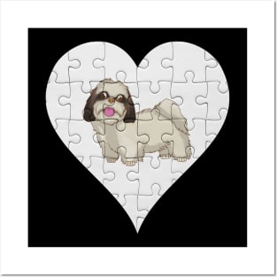 Shih Tzu Heart Jigsaw Pieces Design - Gift for Shih Tzu Lovers Posters and Art